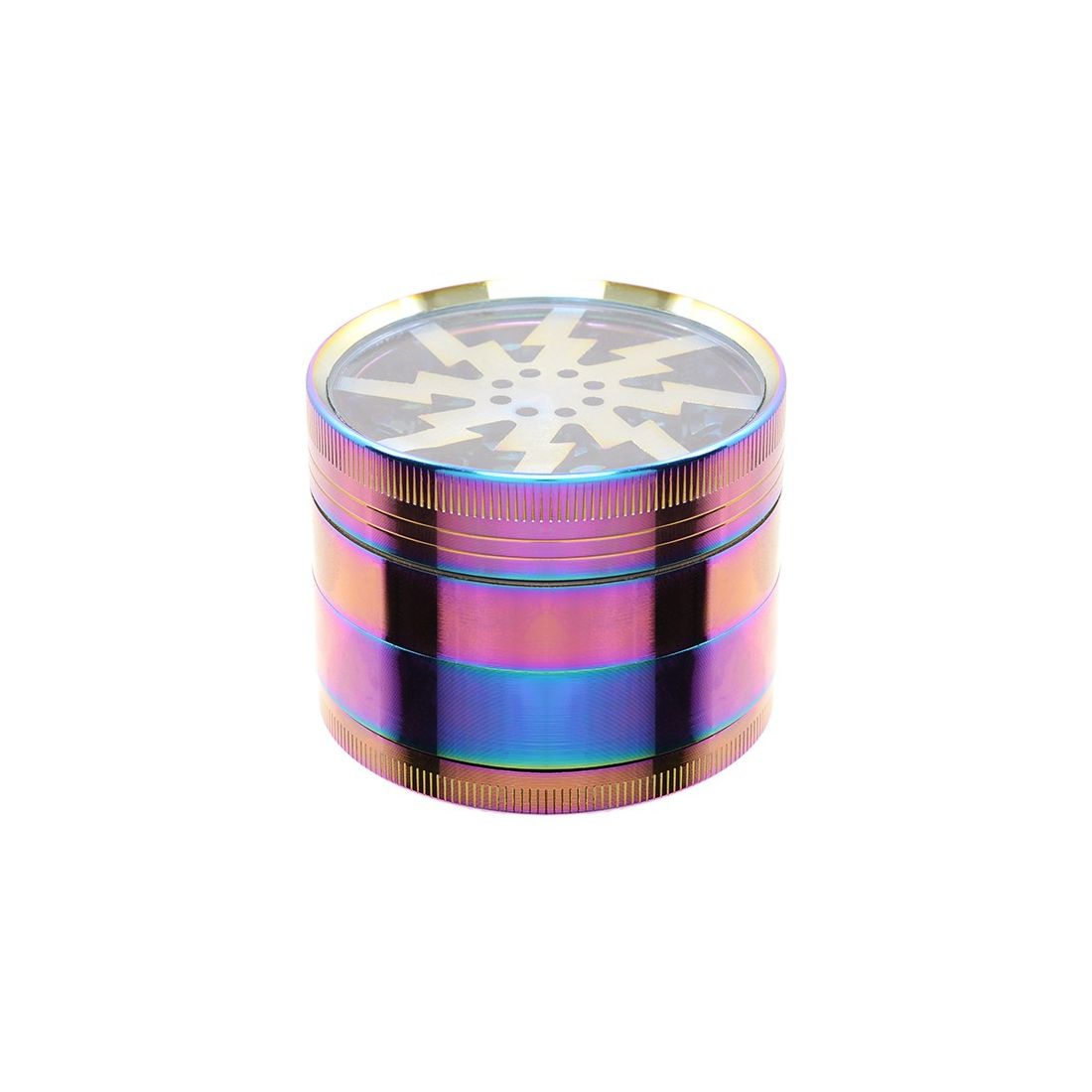 ATOMIC GRINDER TRITATABACCO XL MULTICOLOR 4 PARTI IN METALLO CON COPERCHIO  TRASPARENTE E SCATOLA REGALO