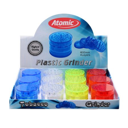 Atomic Grinder Tritatabacco in Plastica 4 Parti da 50mm Colori Assortiti