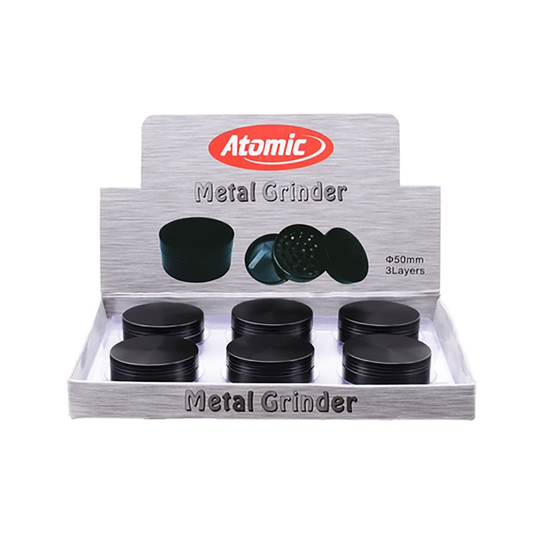 Atomic Grinder Tritatabacco ALL BLACK 3 Parti da 50mm